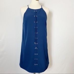 NWT Skies Are Blue Navy Lace Up Halter Dress